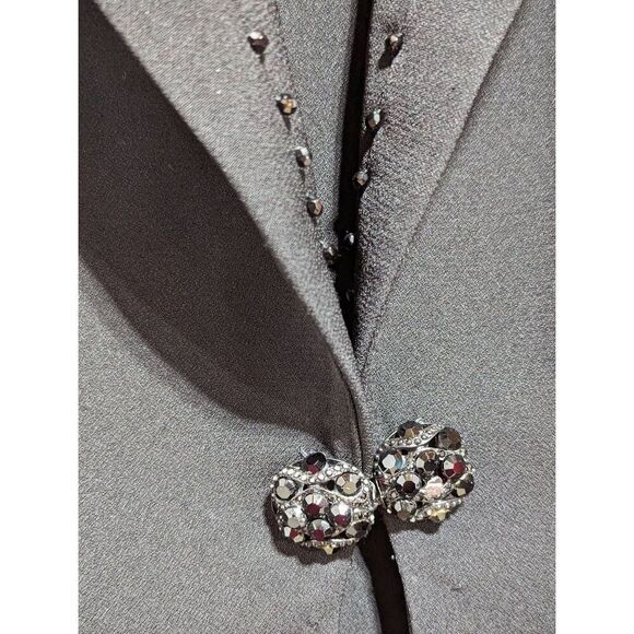 Sunny Choi Woman's Black 2 Piece Set Embellished Beaded Dress with Jacket 10 - Picture 6 of 9